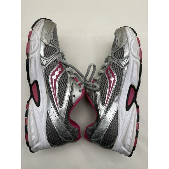 Saucony Women's Cohesion 6 Running Shoes Sneakers Size 7 Gray Pink Neon *USED... - Picture 15 of 16